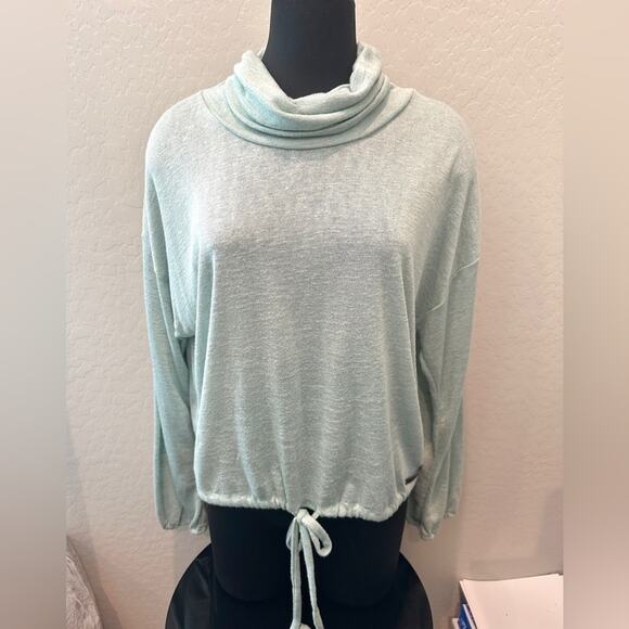 DKNY JEANS | Pale Blue Lightweight Cowl Neck Drawstring Pullover Sweater | XL - Picture 2 of 7